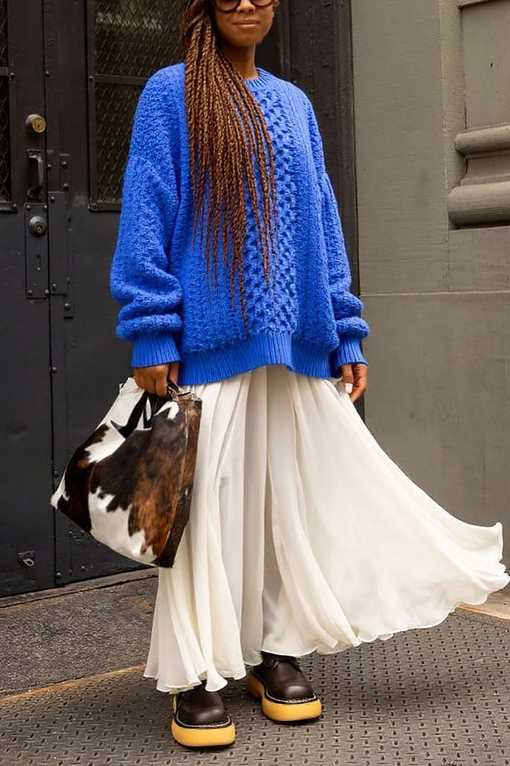 Casual Solid Loose Cable Knit Sweater*