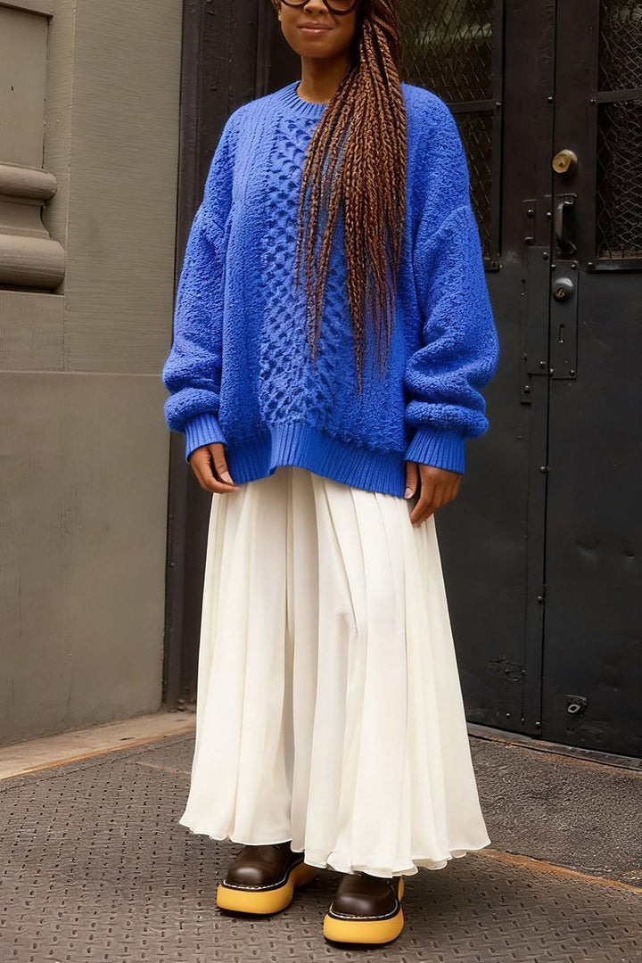 Casual Solid Loose Cable Knit Sweater*