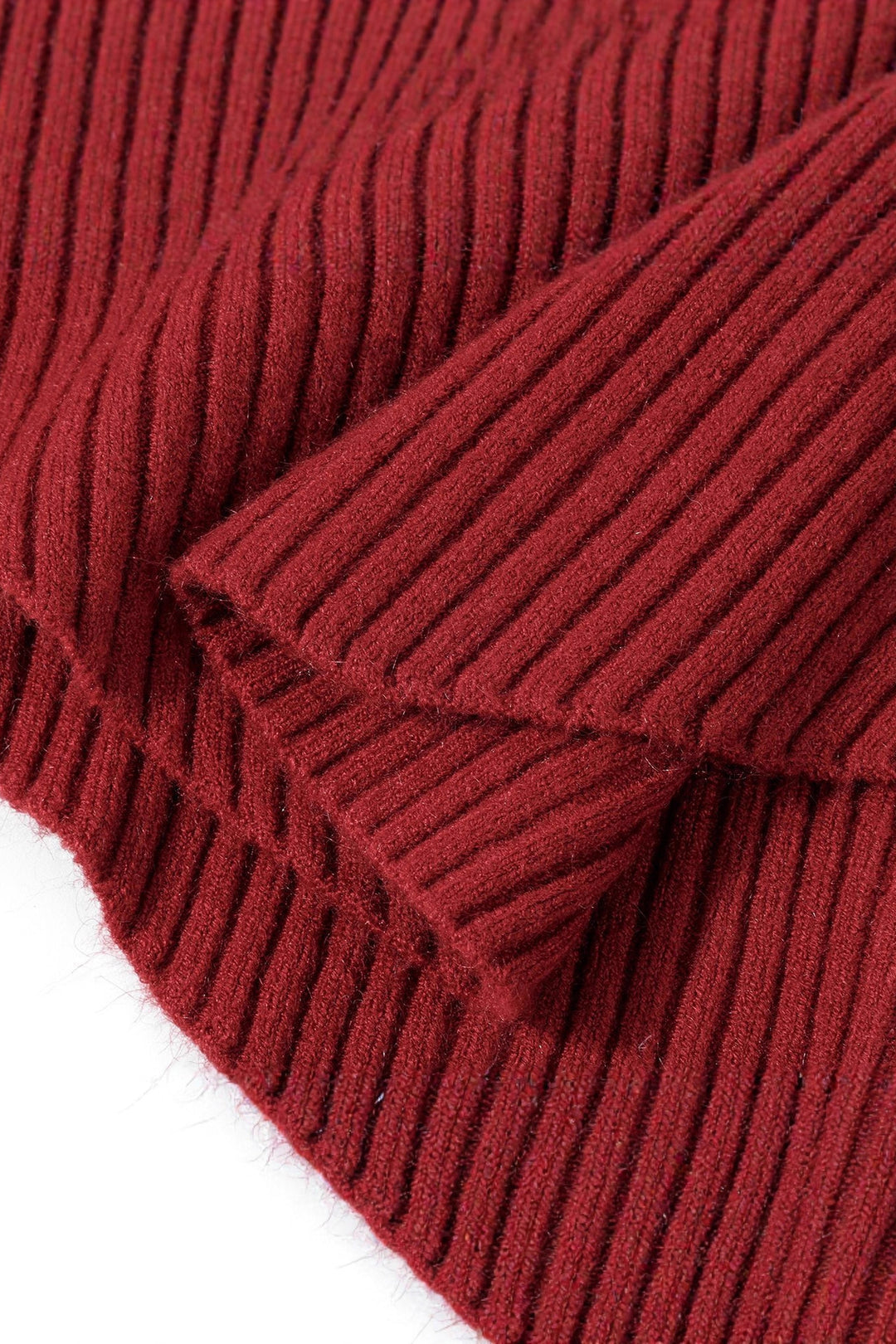 Christmas Red Turtleneck With Curved Hem Sweater*