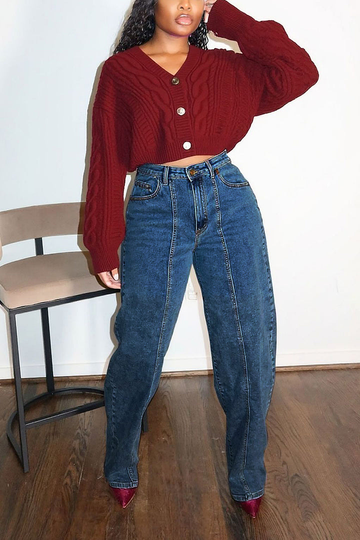 Casual And Comfortable Cable Knit Short Cardigan*