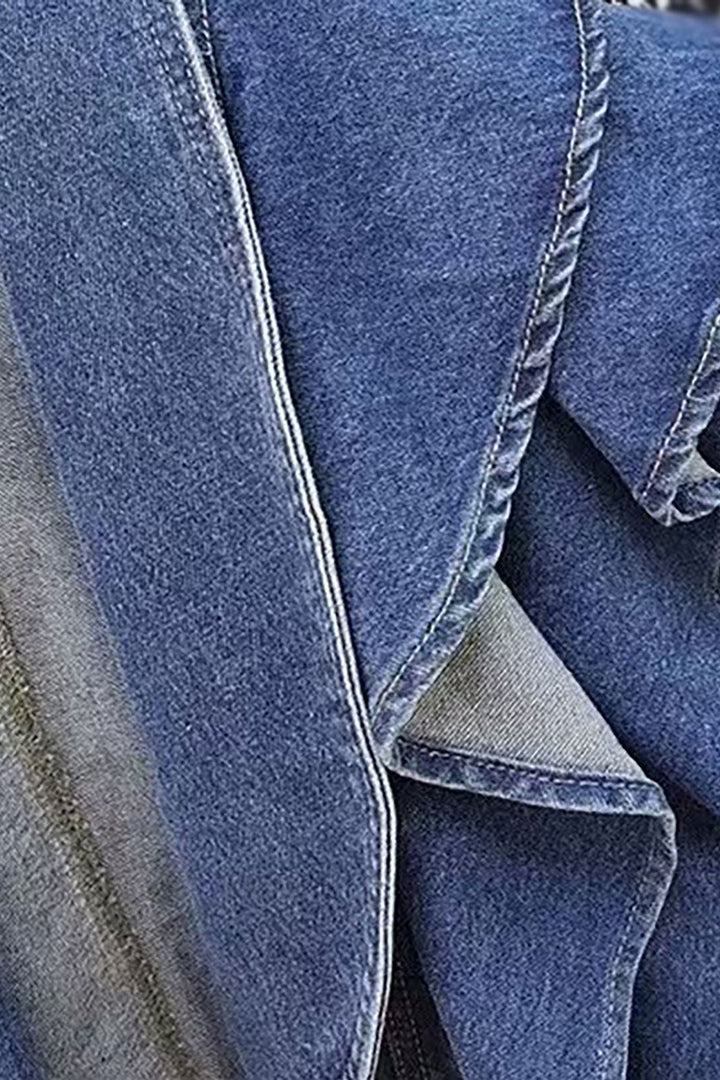 Fashionable Single Sided Layered Ruffles Denim Jacket*