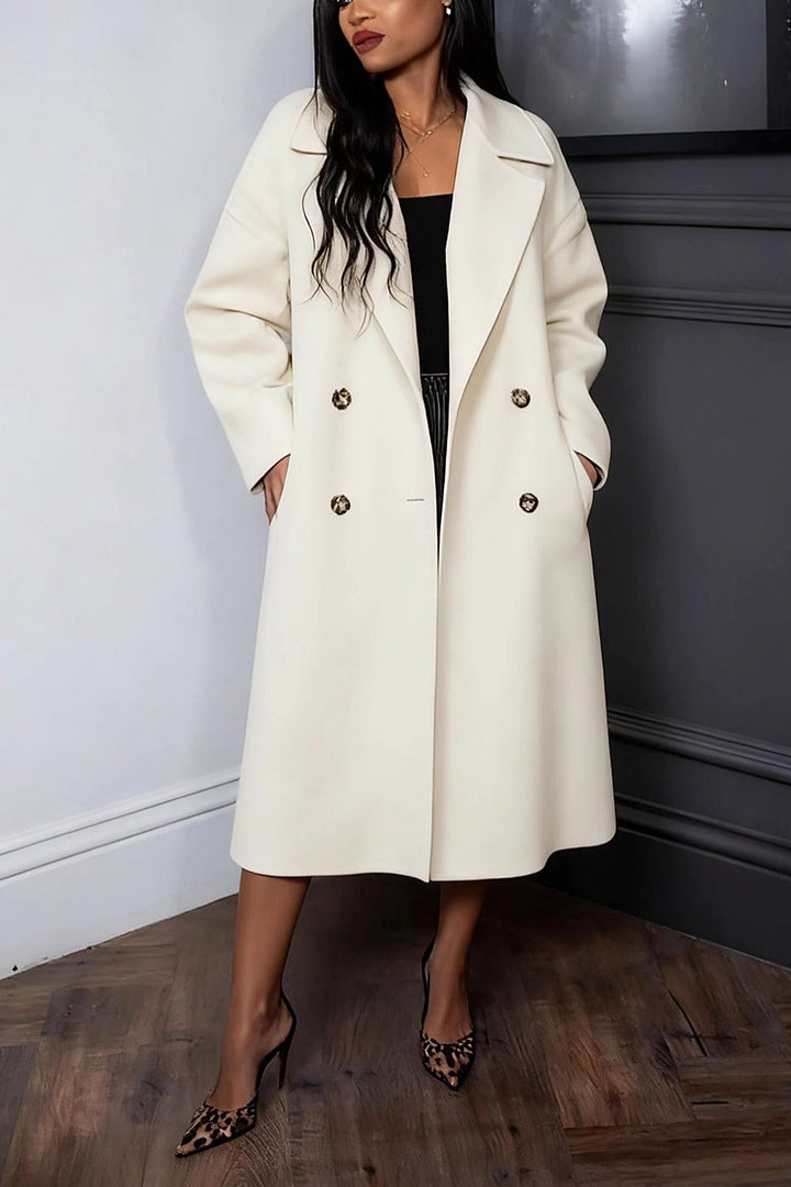 Casual Double Breasted Wool Mid Length Coat*