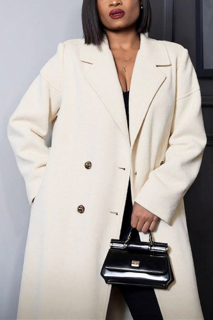 Casual Double Breasted Wool Mid Length Coat*