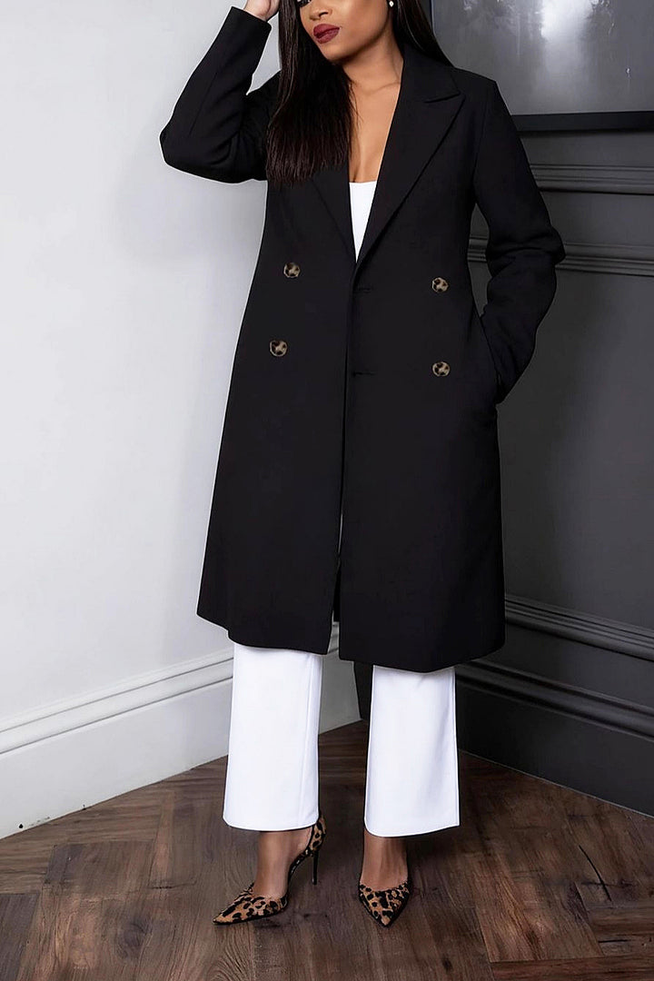 Casual Double Breasted Wool Mid Length Coat*