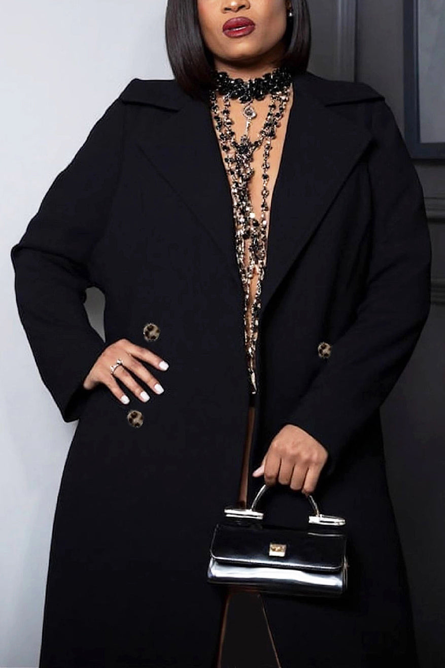 Casual Double Breasted Wool Mid Length Coat*