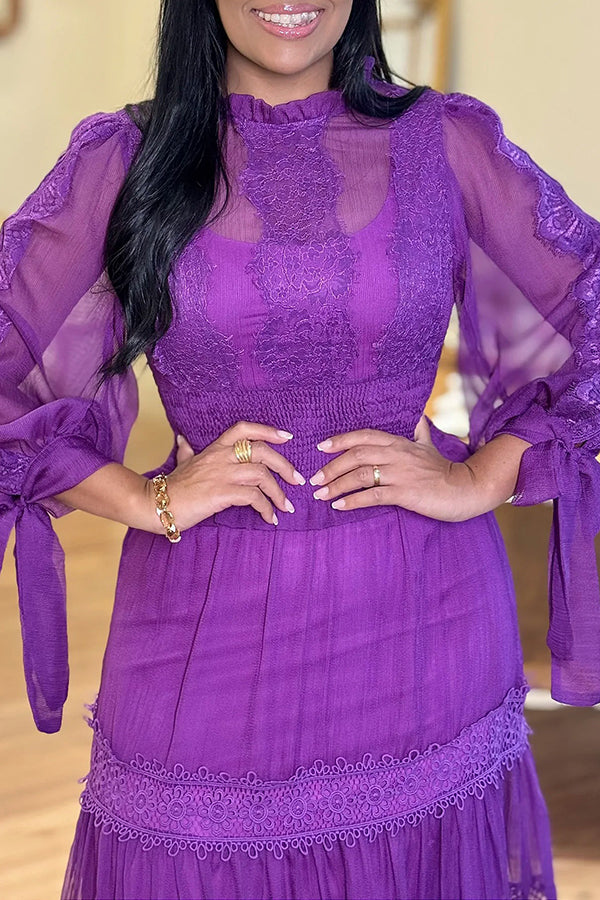 Elegant Knot Sleeve Lace Dress