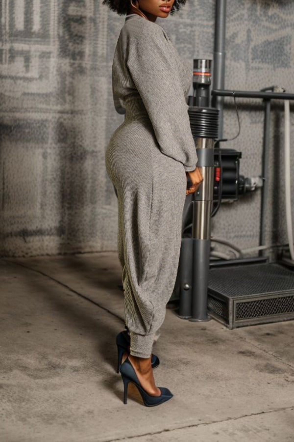 Cozy V Neck Batwing Sleeve Jumpsuit