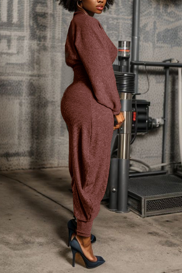 Cozy V Neck Batwing Sleeve Jumpsuit