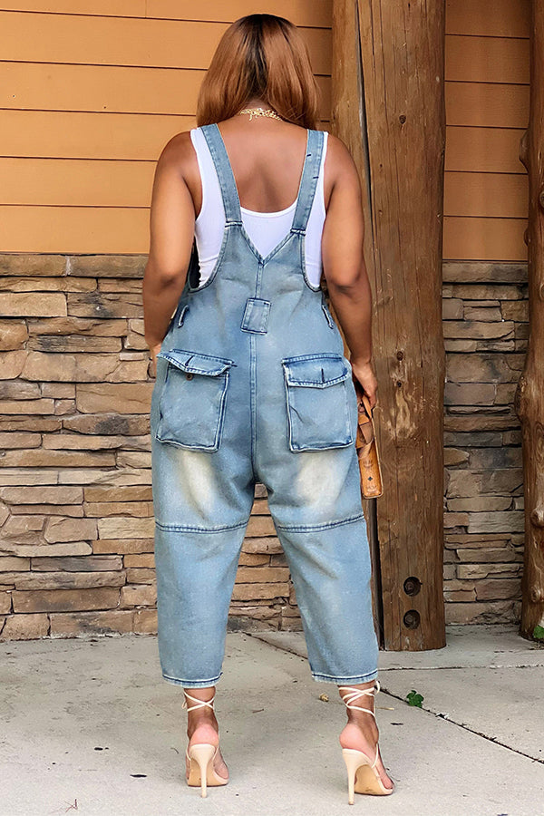 Vintage and Casual Denim Overalls