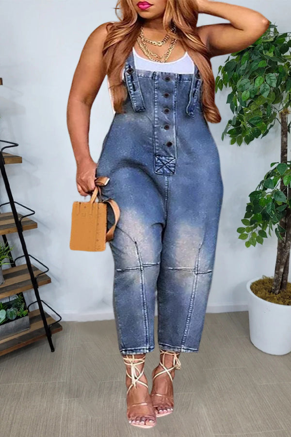 Vintage and Casual Denim Overalls