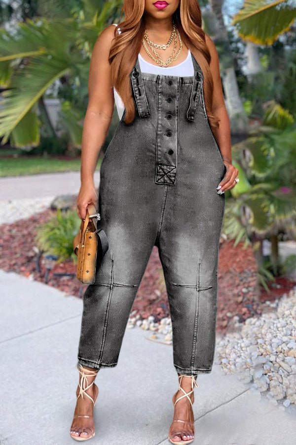 Vintage and Casual Denim Overalls