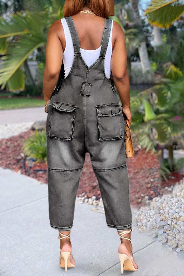 Vintage and Casual Denim Overalls